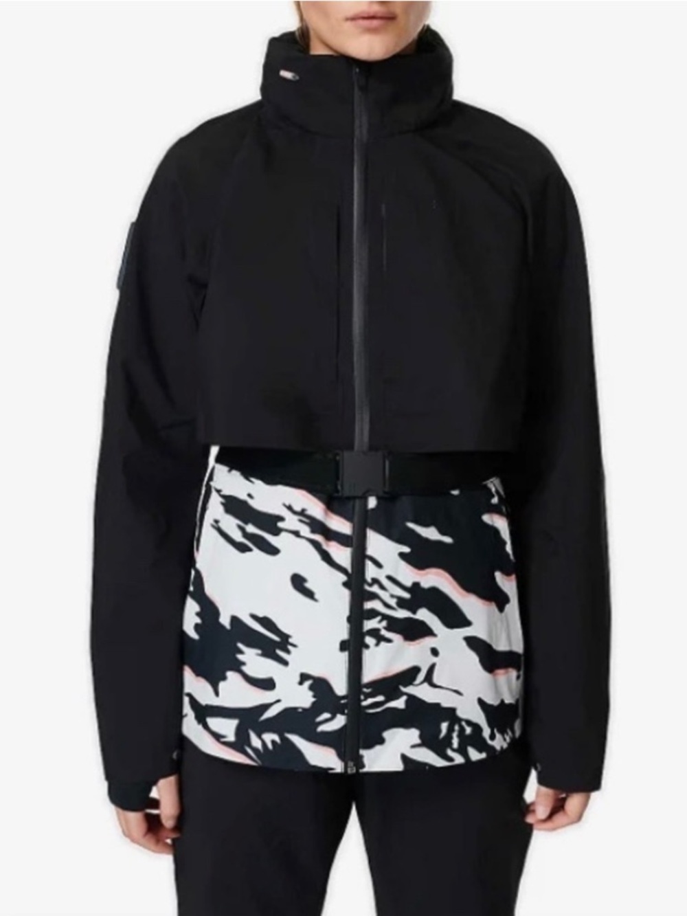 Sweaty Betty Pro Light Ski Jacket Size 8 Waterproof Black Pink Gray Camo New NWT